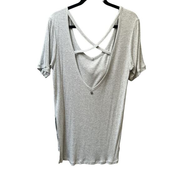 UNIQUELY Lorna Jane Women's Criss Cross Ribbed Soft Open Back Shirt Size XL Gray - Picture 8 of 10